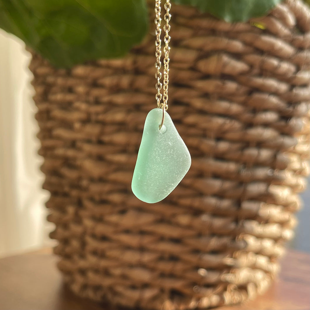Beautiful Aqua Blue Sea Glass Pendant